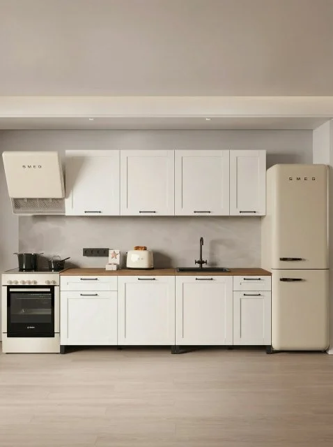 Кухонный гарнитур Аризона 2,2м белый/белый со столешницей
